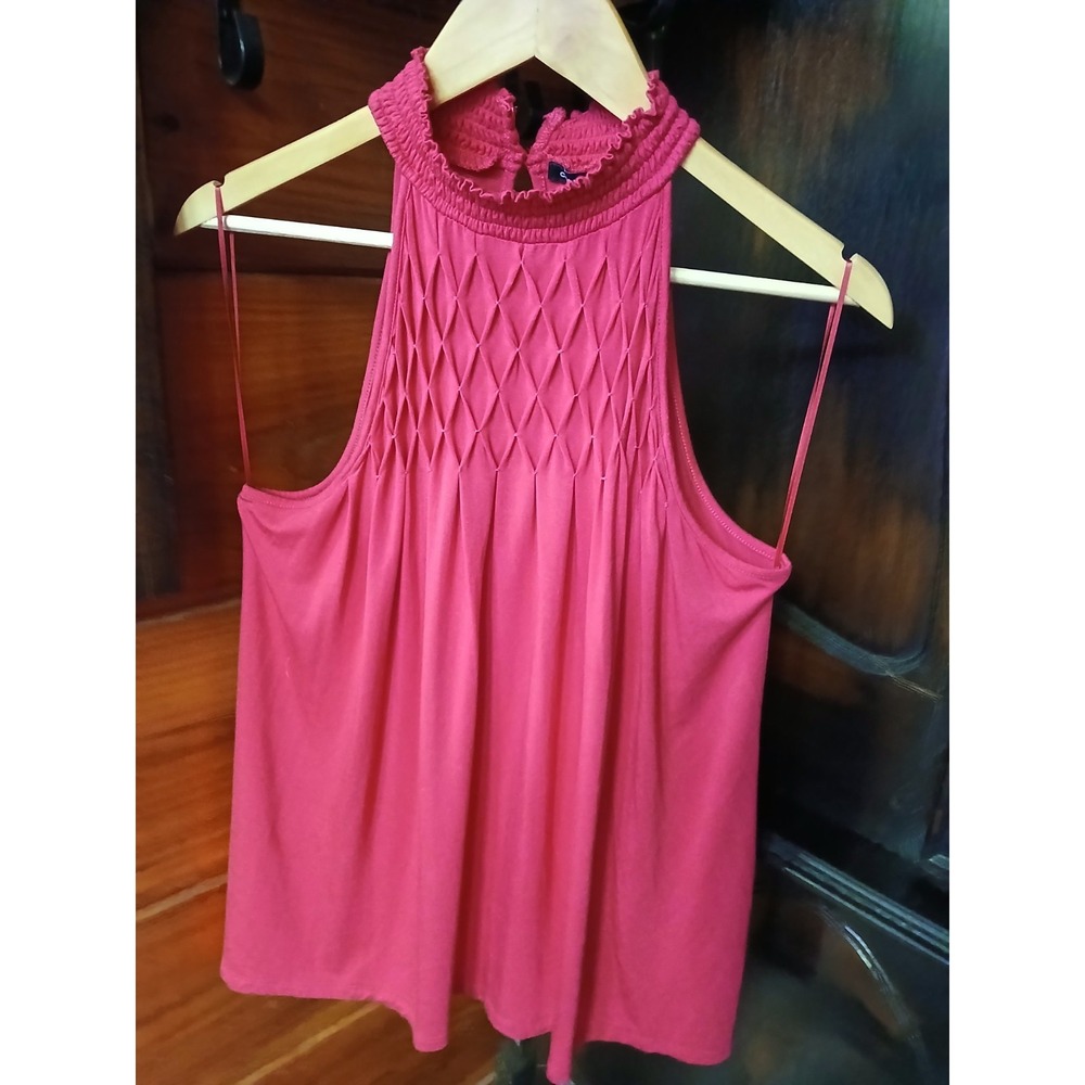 Cable & Gauge Magenta Pink Smocked Halter Neck Blouse Top Large